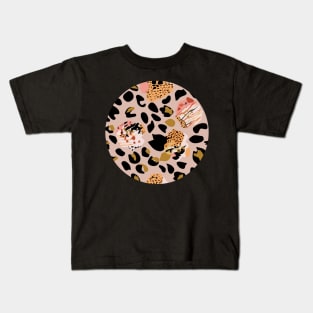 Modern abstract rose and leopard texture beige Kids T-Shirt